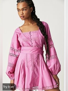 Jen’s Pirate Booty New pink orchid Kelly Belmont lace cotton mini dress Small